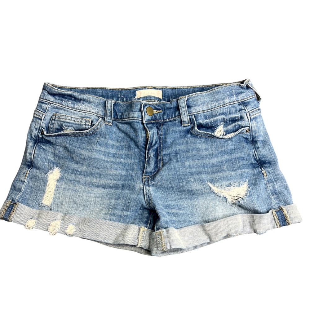 Altar'd State Womens Distressed Cuffed Denim Jean Shorts Blue Size 28